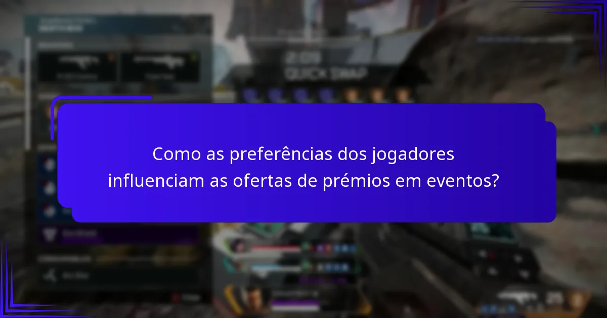 Como as preferências dos jogadores influenciam as ofertas de prémios em eventos?